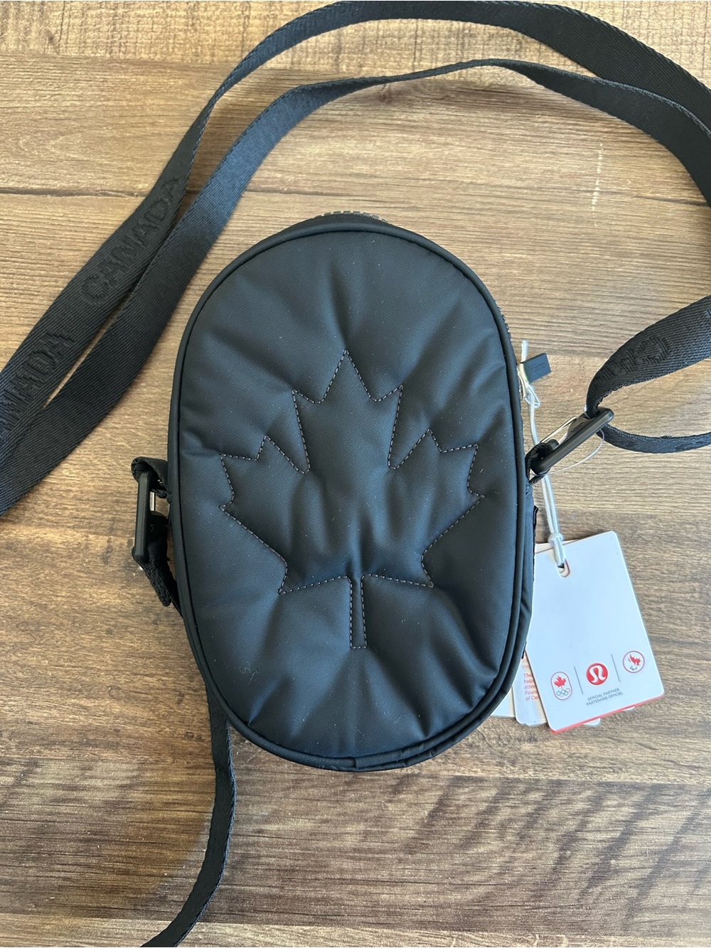 Lululemon Athletica Black Quilted Maple Leaf Crossbody Bag
